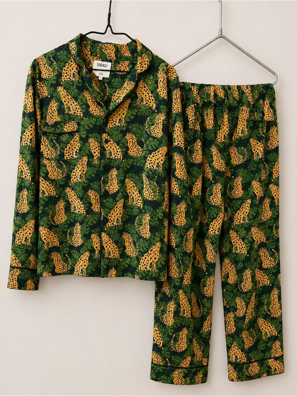 Green & Yellow Leopard Print Pajama Set